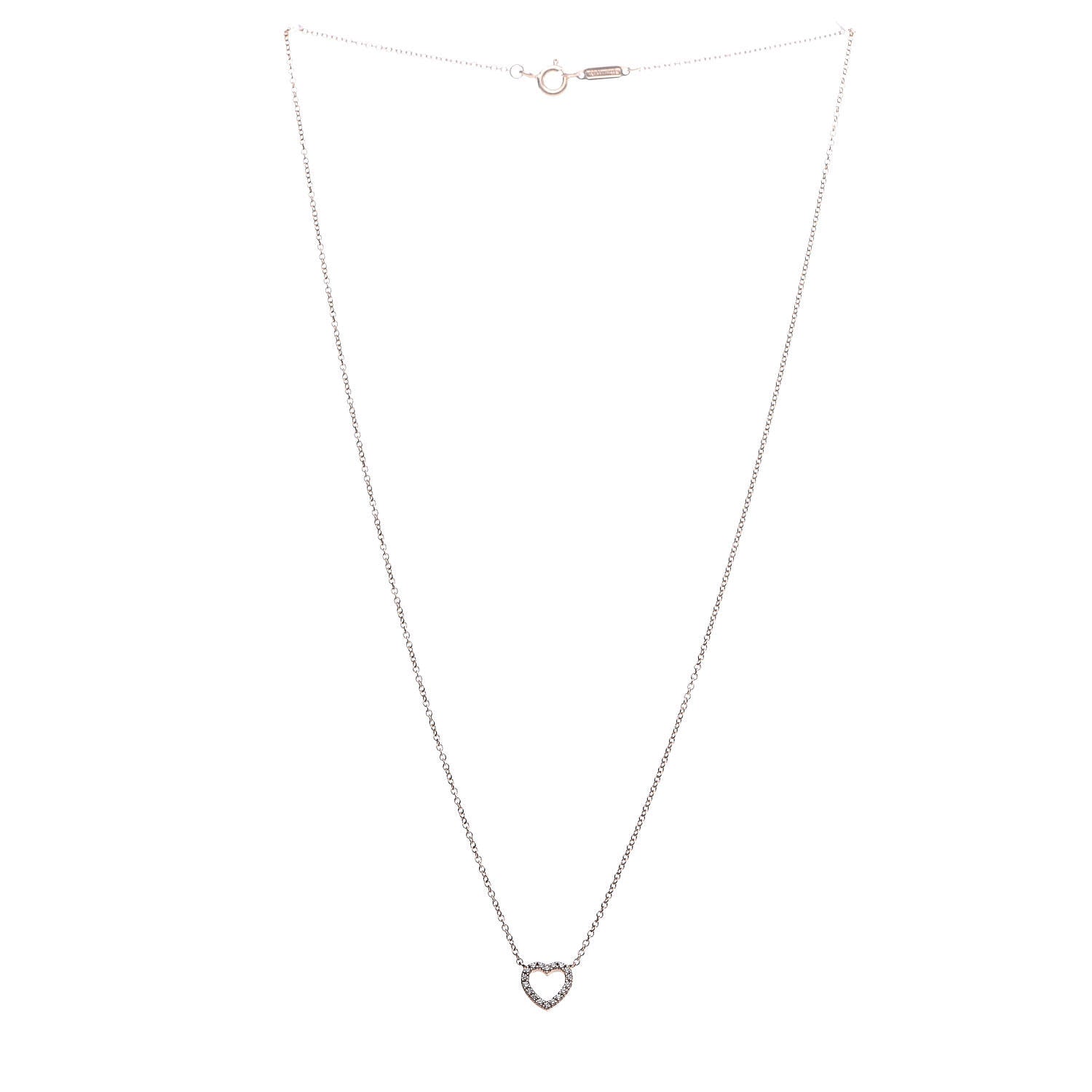 Tiffany 18K Rose Gold Diamond Metro Heart Pendant Necklace 3 of 6