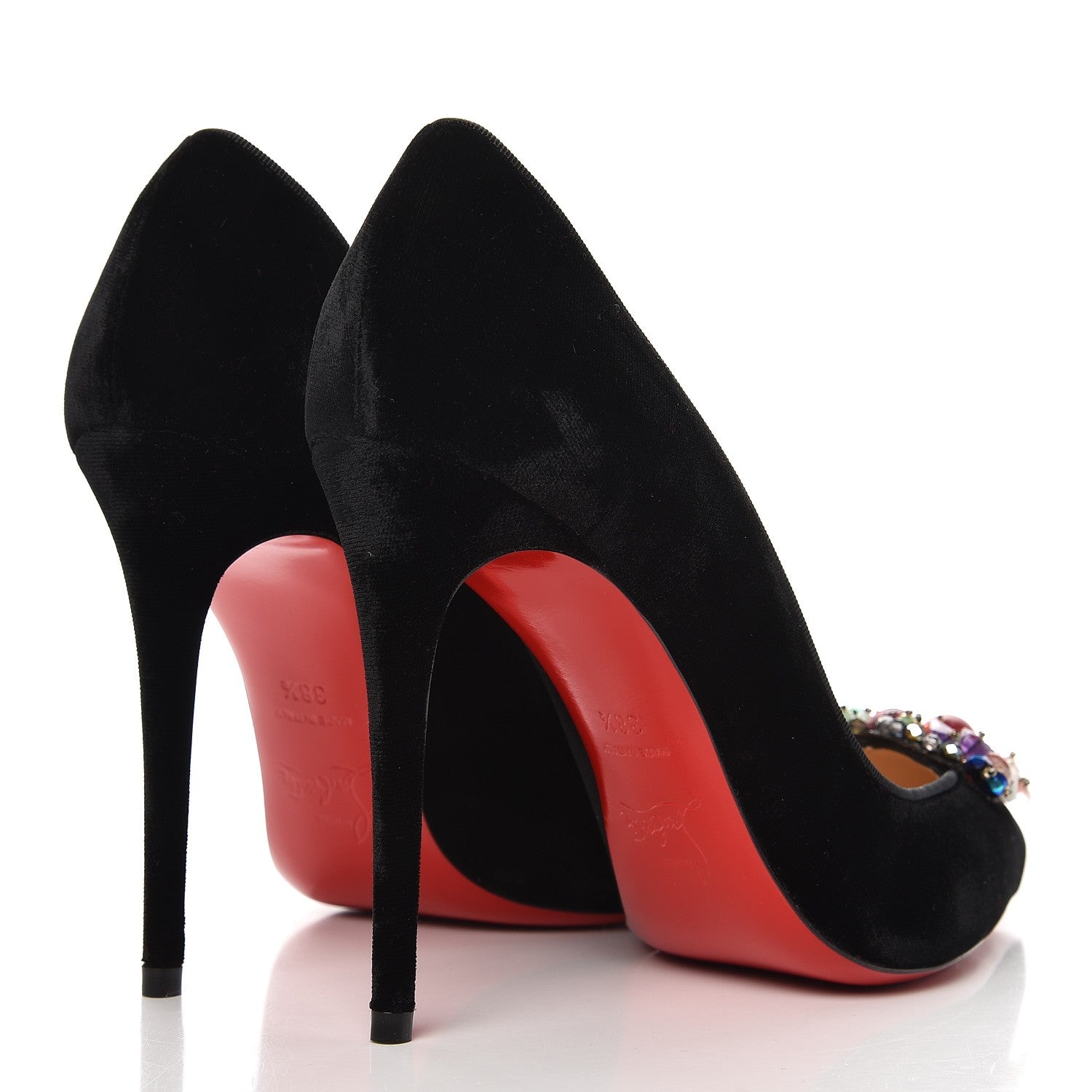 Christian Louboutin Velvet Diva Cora 100 Pumps 38.5 Black Multi 4 of 10