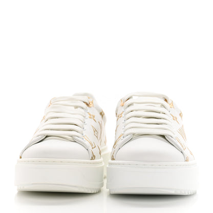 Louis Vuitton Calfskin Monogram Debossed Logo Time Out Sneakers 37 White Gold 2 of 18