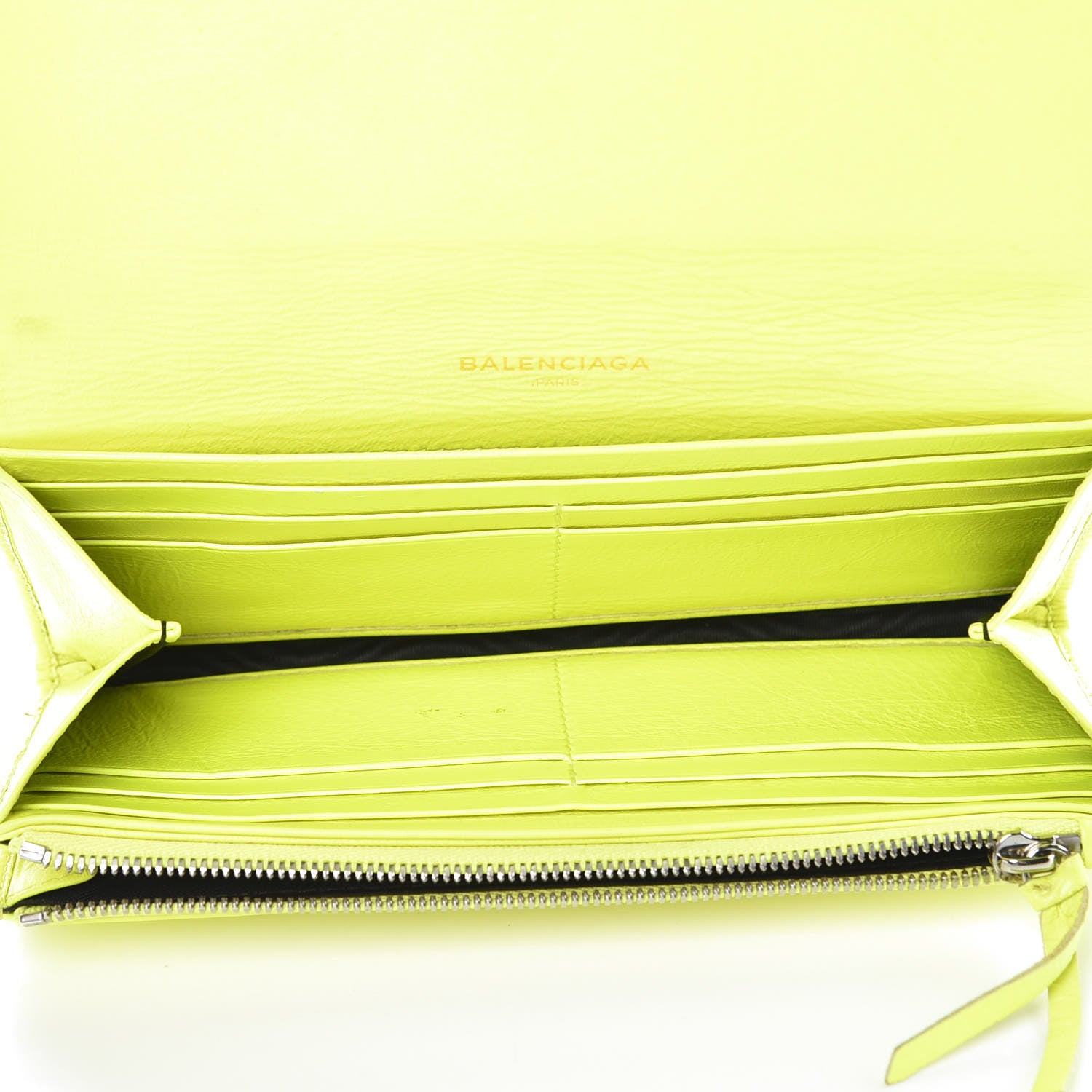 Balenciaga Agneau Classic Silver Hardware Money Wallet Jaune Fluo 5 of 15