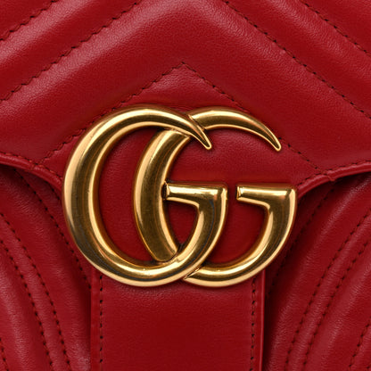 Gucci Calfskin Matelasse Small GG Marmont Shoulder Bag Hibiscus Red 11 of 13