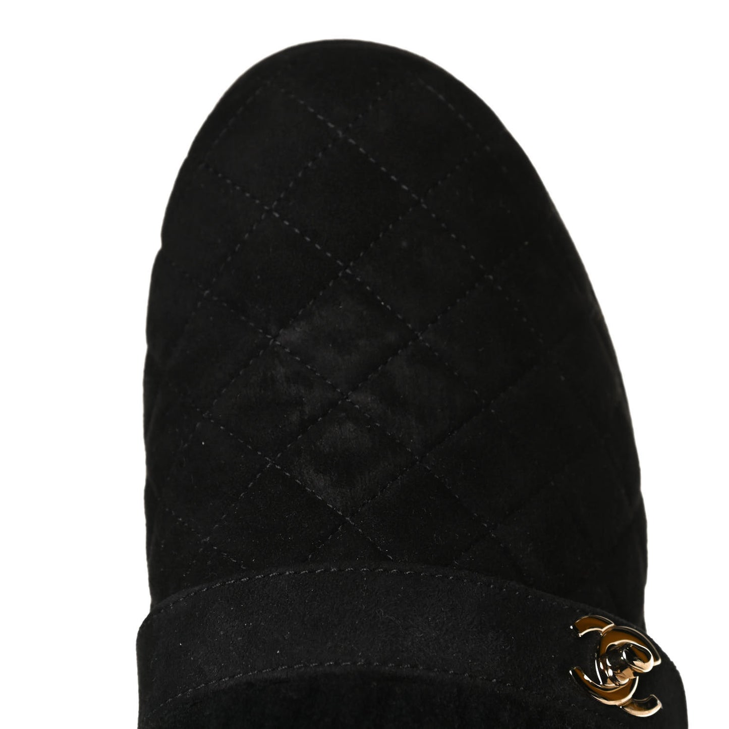 Suede Calfskin Shearling Turn Lock Clogs 38 Black