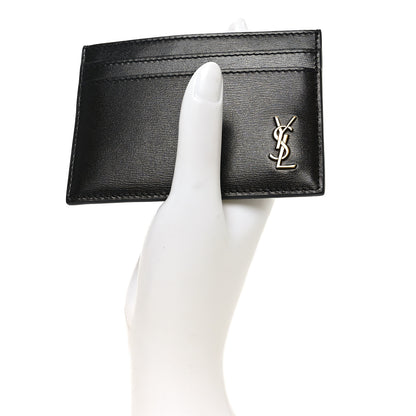 Saint Laurent Calfskin Tiny Cassandre Credit Card Case Black 2 of 8