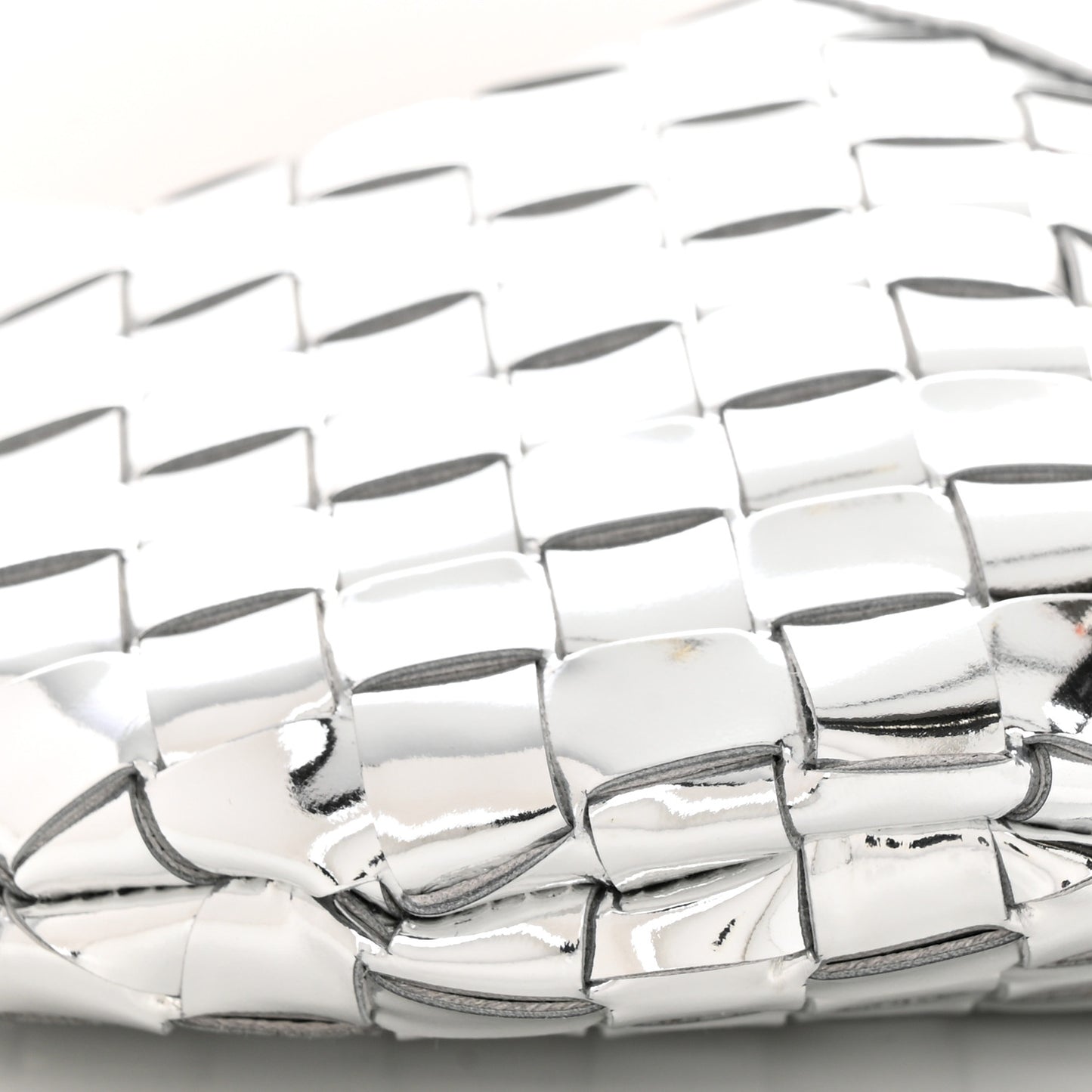 Mirror Laminated Nappa Intrecciato Mini Sardine Bag Silver