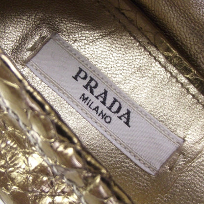 Prada Snakeskin Jeweled Loafers 38 Gold 5 of 6