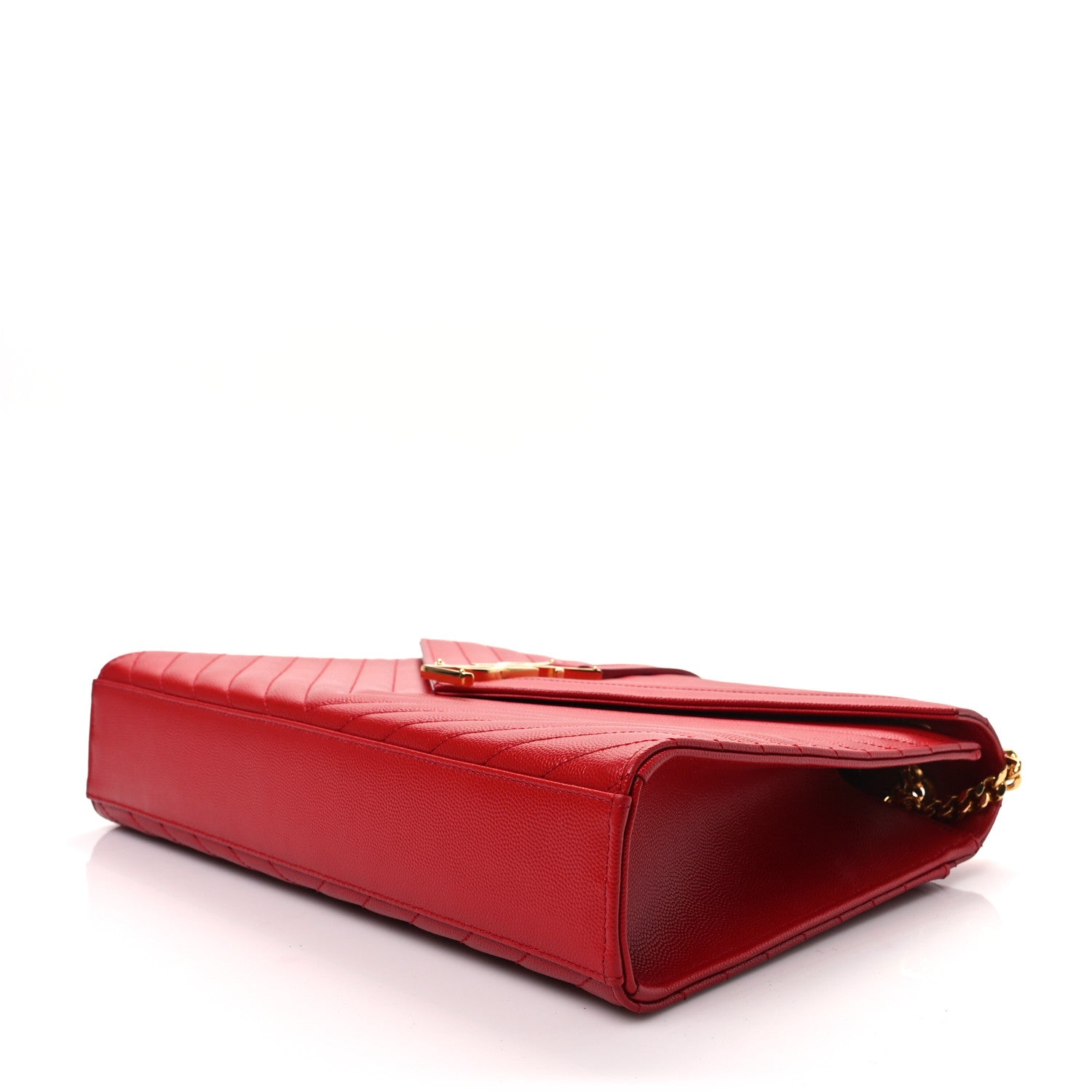 Saint Laurent Grain De Poudre Matelasse Chevron Large Monogram Satchel Lipstick Red 7 of 8