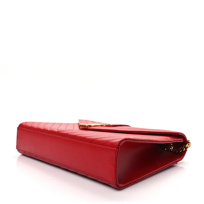 Saint Laurent Grain De Poudre Matelasse Chevron Large Monogram Satchel Lipstick Red 7 of 8