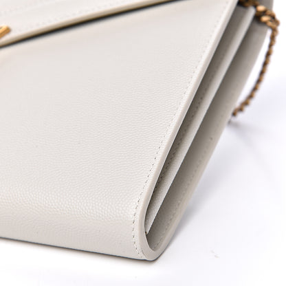 Saint Laurent Grain De Poudre Monogram Cassandra Chain Wallet Crema Soft Rouge Legion 7 of 9