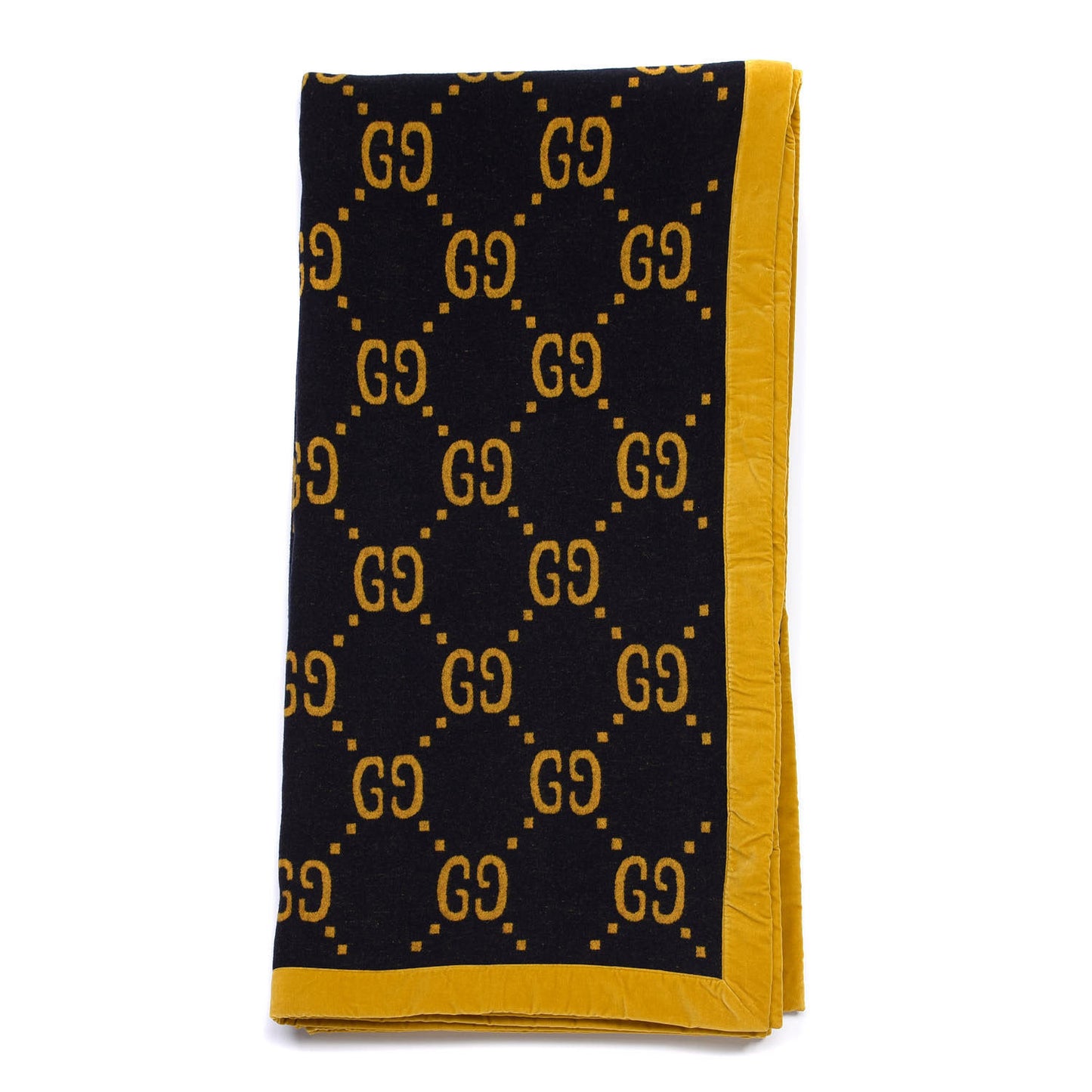 Wool GG Monogram Blanket Black Gold