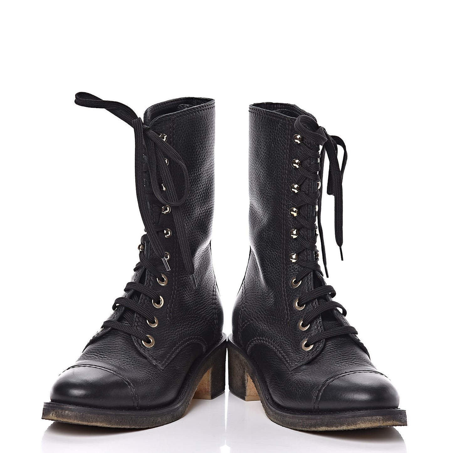 Calfskin CC Combat Boots 38.5 Black