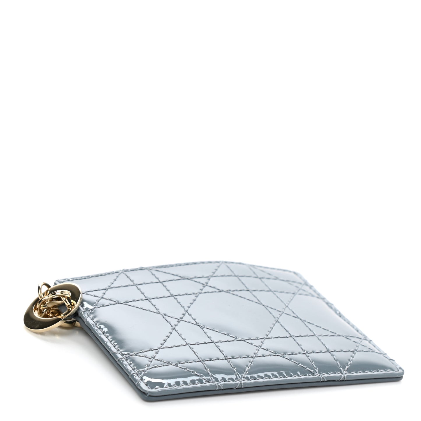 Patent Cannage Lady Dior Card Holder Cloud Blue