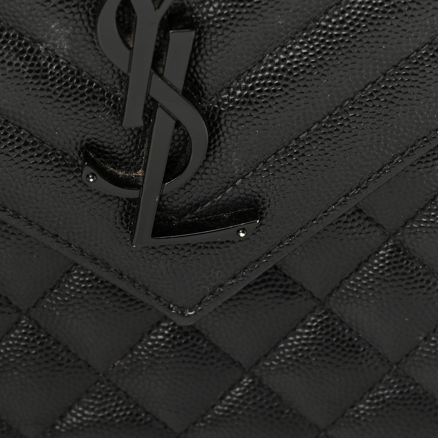 Saint Laurent Grain De Poudre Textured Mixed Matelasse Large Triquilt Monogram Monochrome Satchel Black 12 of 13