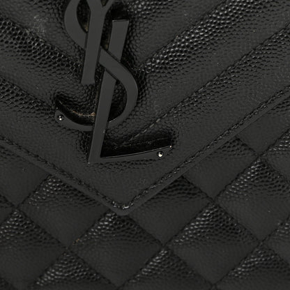 Saint Laurent Grain De Poudre Textured Mixed Matelasse Large Triquilt Monogram Monochrome Satchel Black 12 of 13