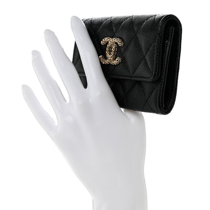 Chanel Caviar Metal Perforated Quilted CC Flap Card Holder Black 2 of 9