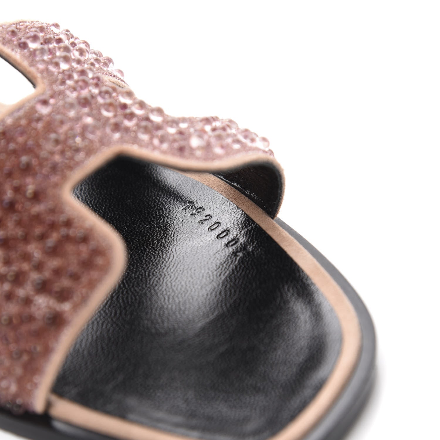 Hermes Suede Goatskin Crystal Oran Sandals 37.5 Rose Nude 11 of 12