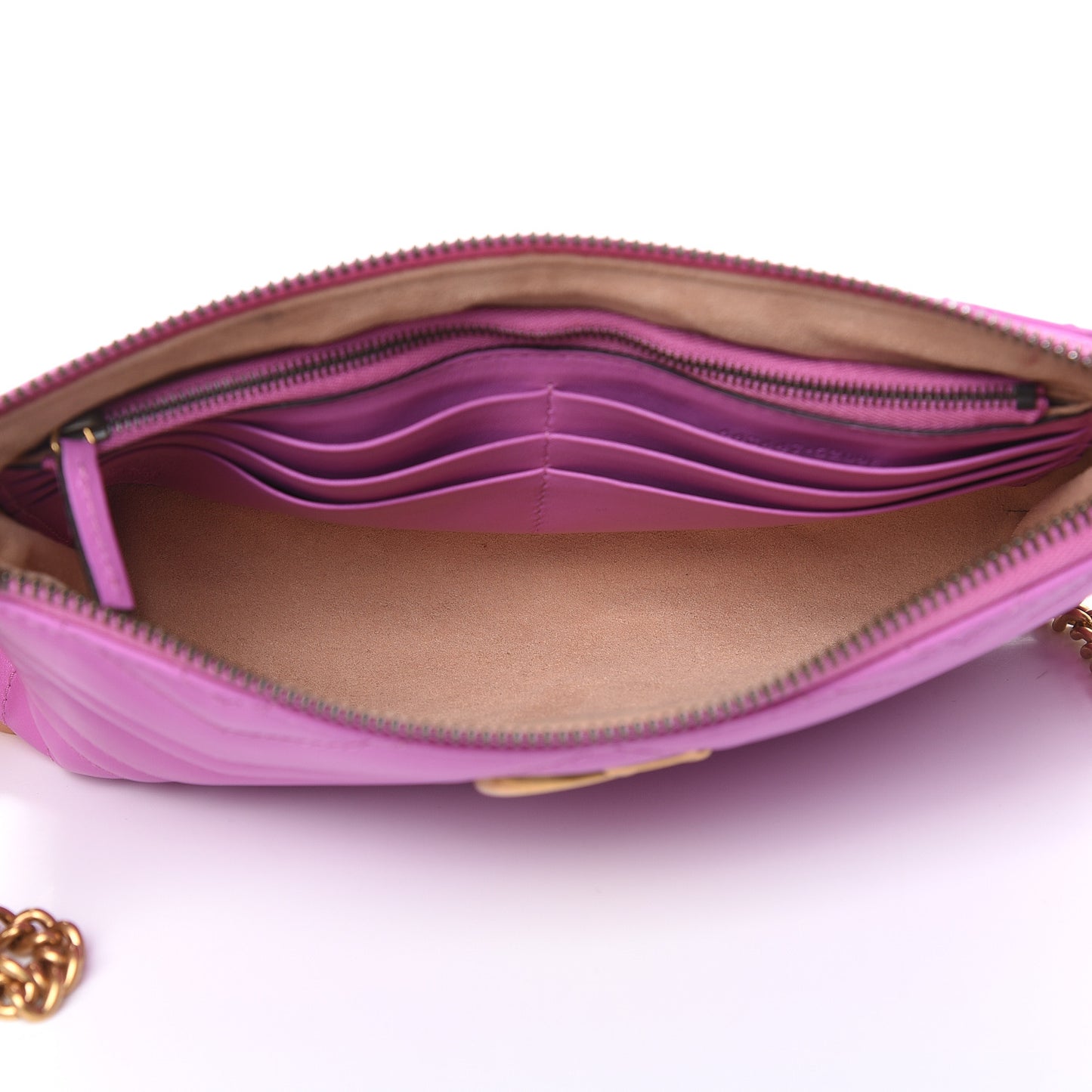 Calfskin Matelasse Mini GG Marmont Chain Bag Candy Mousse