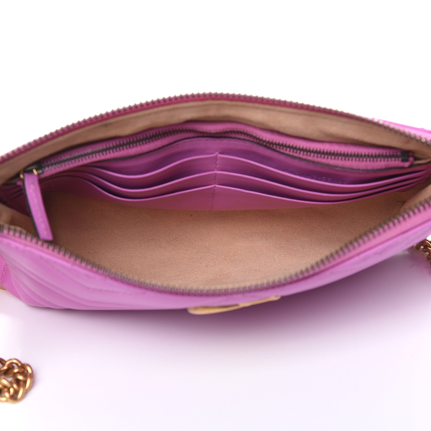 Gucci Calfskin Matelasse Mini GG Marmont Chain Bag Candy Mousse 5 of 11