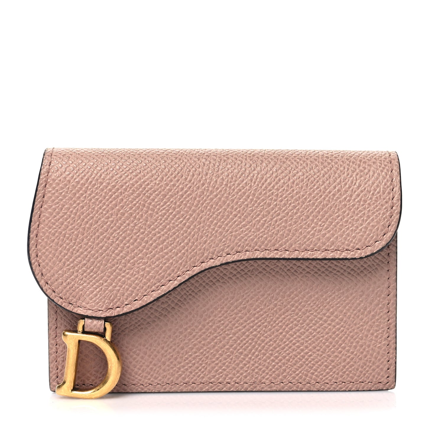 Grained Calfskin Saddle Card Holder Blush