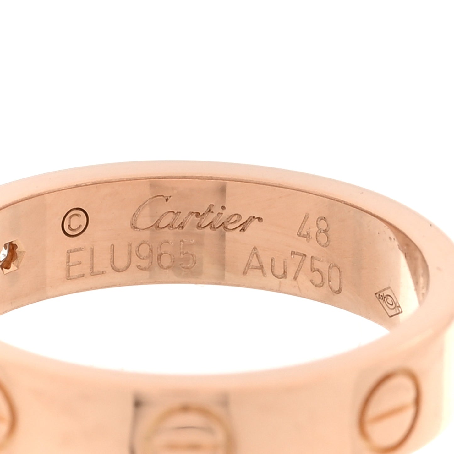 18K Pink Gold Diamond 4mm LOVE Wedding Band Ring 48 4.5