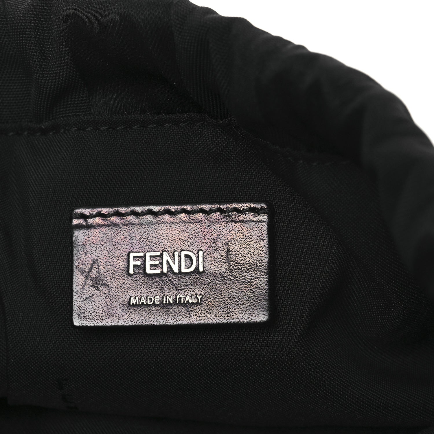 Fendi Recycled Nylon Vitello Grace Light Pequin Small Saint Fendi Roma Drawstring Pouch Black Sunflower 6 of 11