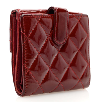 Chanel Patent Quilted Compact French Flap Wallet Red 3 of 8