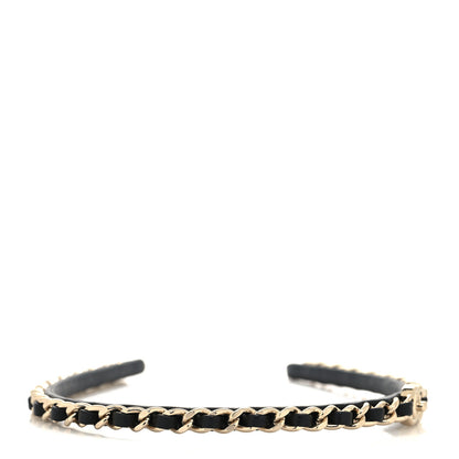 Chanel Metal Lambskin Chain CC Headband Black Gold 3 of 5