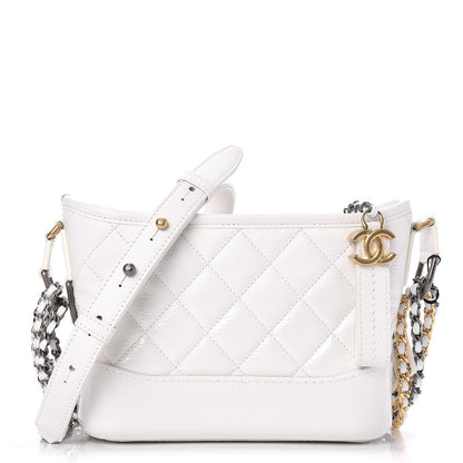 Chanel Patent Goatskin Quilted Small Gabrielle Hobo White 1 of 9