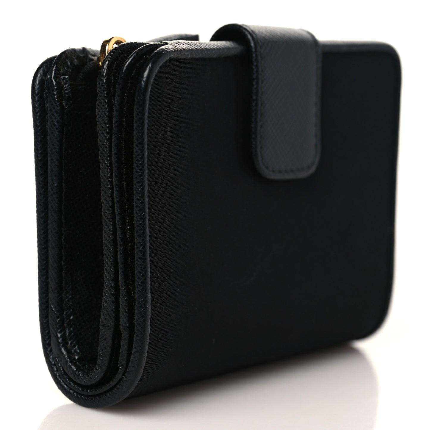 Tessuto Nylon Saffiano Metal Compact Wallet Black