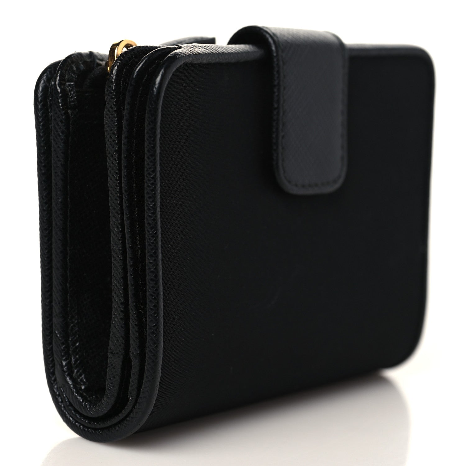Prada Tessuto Nylon Saffiano Metal Compact Wallet Black 3 of 6
