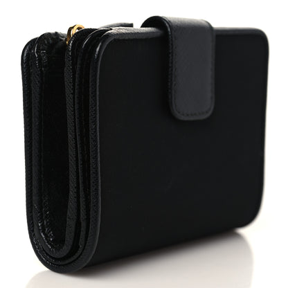 Prada Tessuto Nylon Saffiano Metal Compact Wallet Black 3 of 6