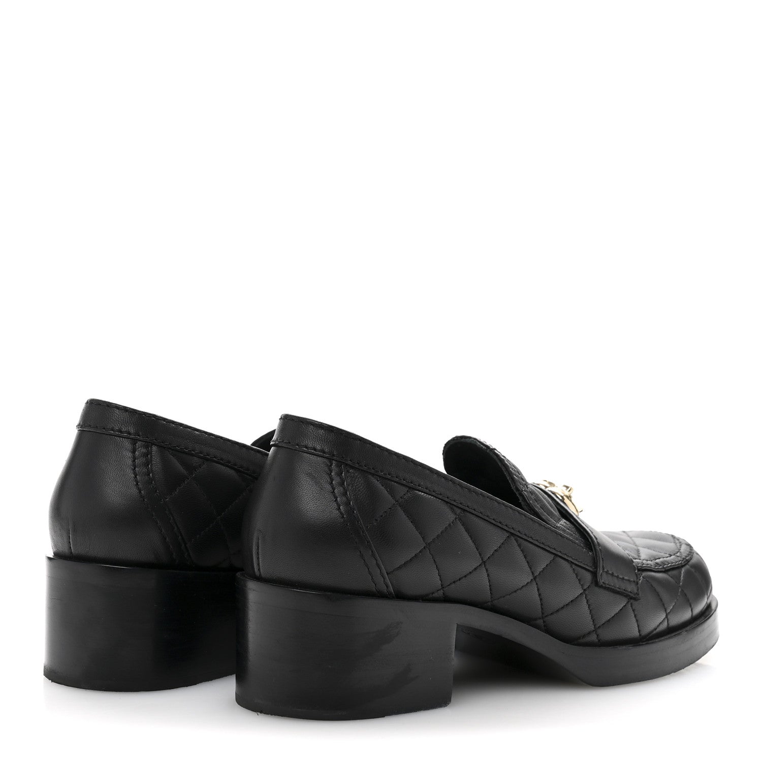 Chanel Lambskin Quilted CC Heart Loafers 39 Black 5 of 12