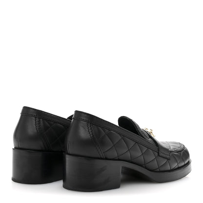 Chanel Lambskin Quilted CC Heart Loafers 39 Black 5 of 12