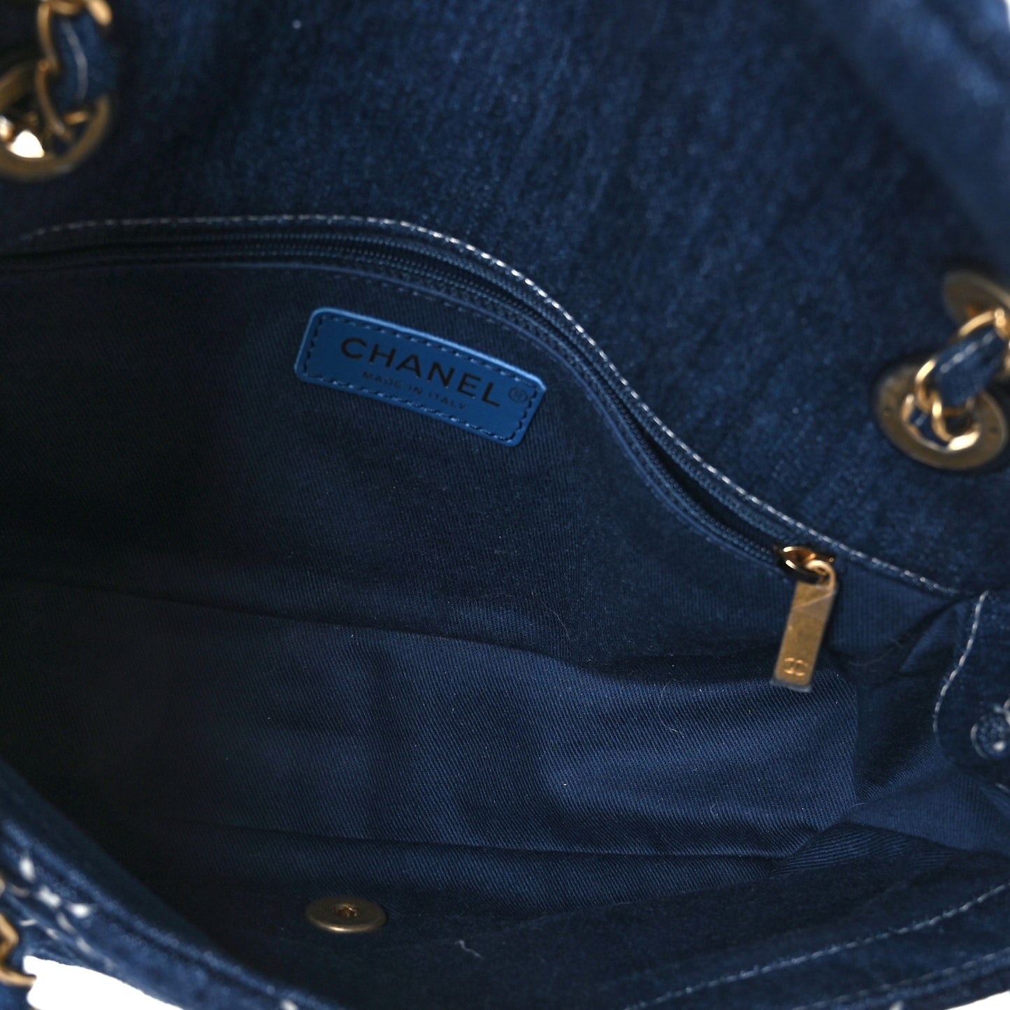 Denim Quilted Medium Denim Trip Single Flap Blue