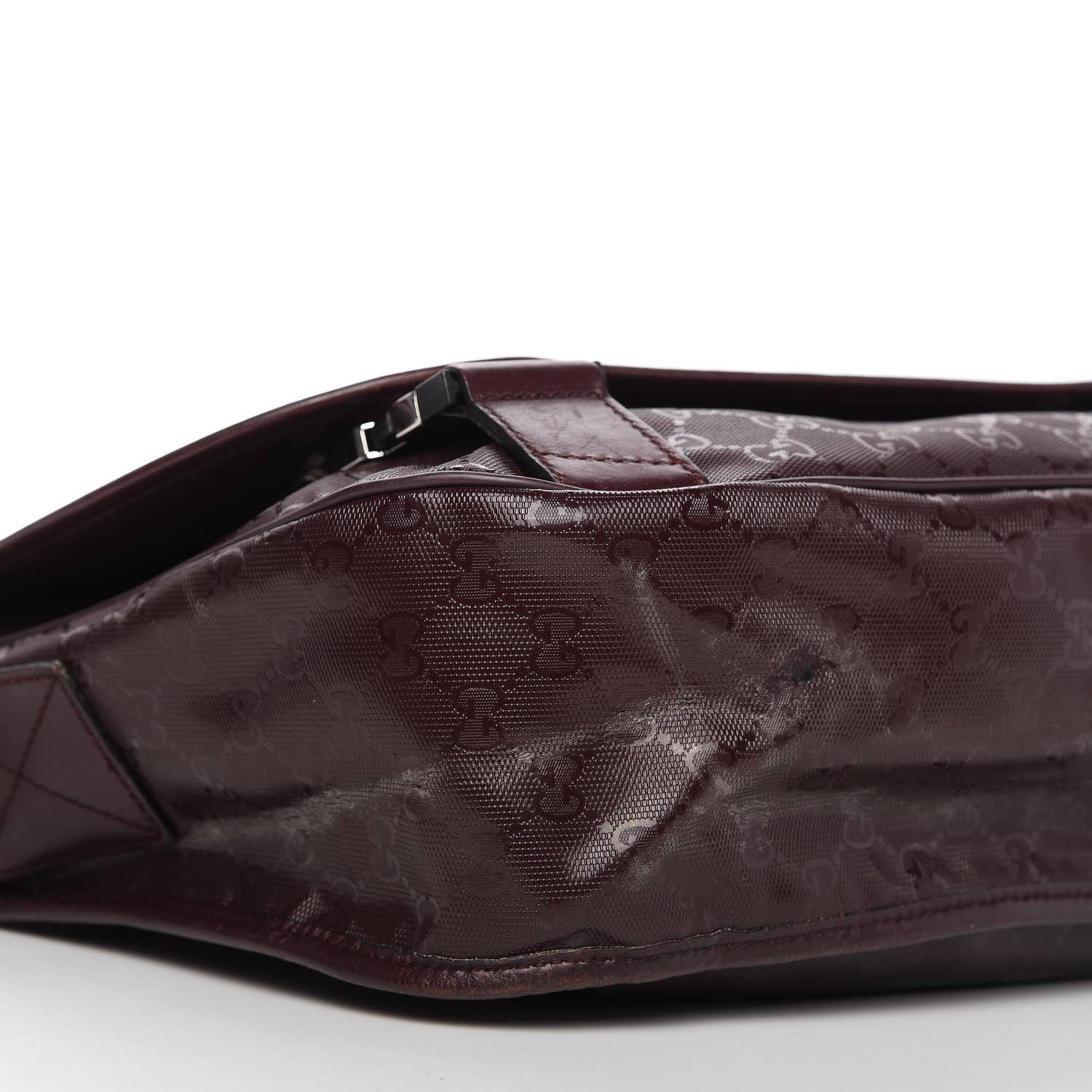 Gucci Imprime Monogram Medium Double Buckle Flap Messenger Bag Bordeaux 6 of 10
