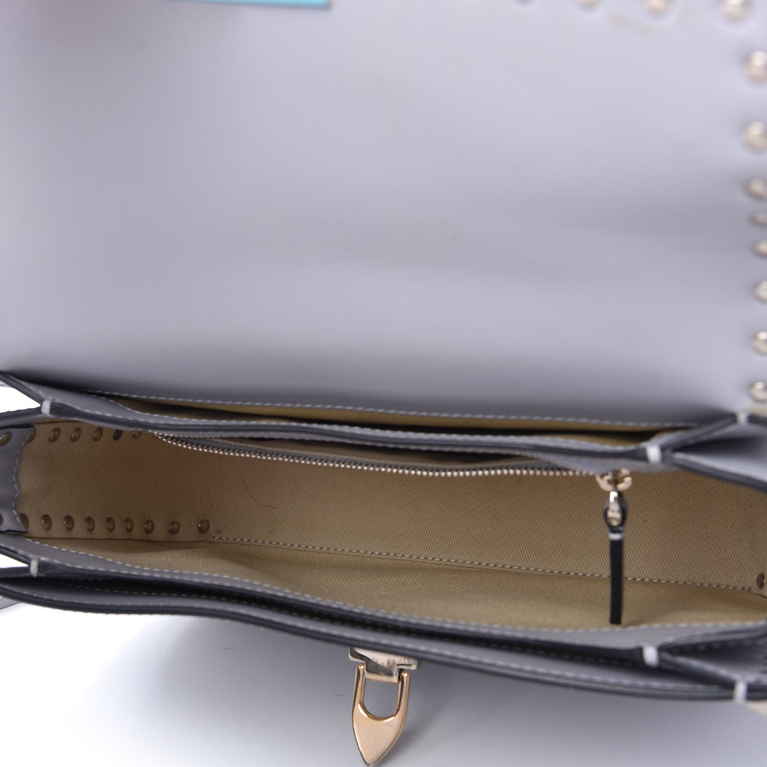 Valentino Garavani Vitello Medium Rockstud Flap Saddle Bag Pastel Grey 5 of 9