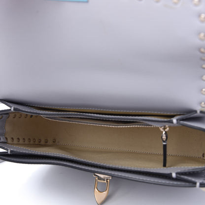 Valentino Garavani Vitello Medium Rockstud Flap Saddle Bag Pastel Grey 5 of 9
