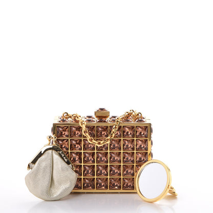 Judith Leiber Austrian Crystal Princess Minaudiere Light Brown 5 of 9