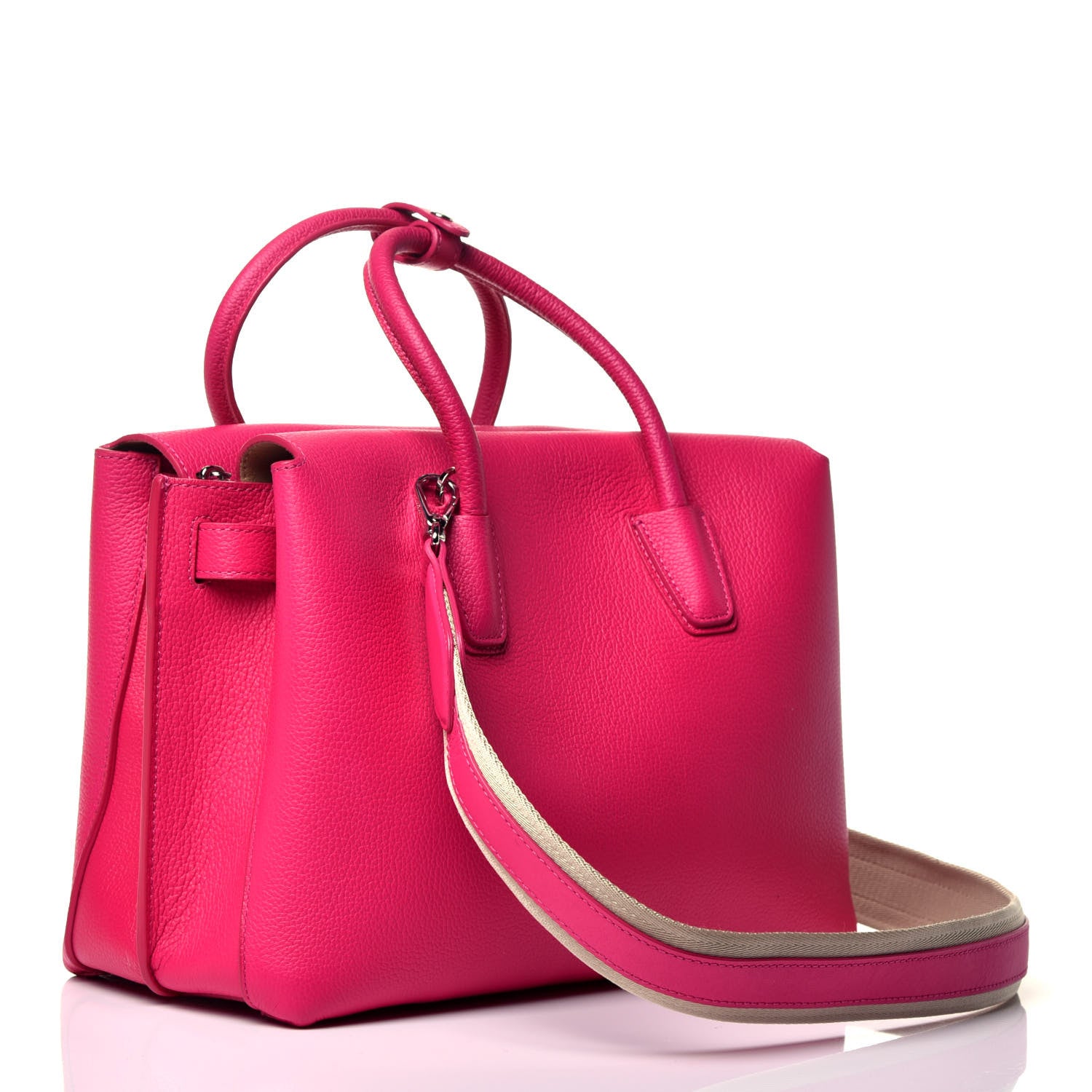 MCM Grained Calfskin Medium Milla Tote Beetroot Pink 4 of 10