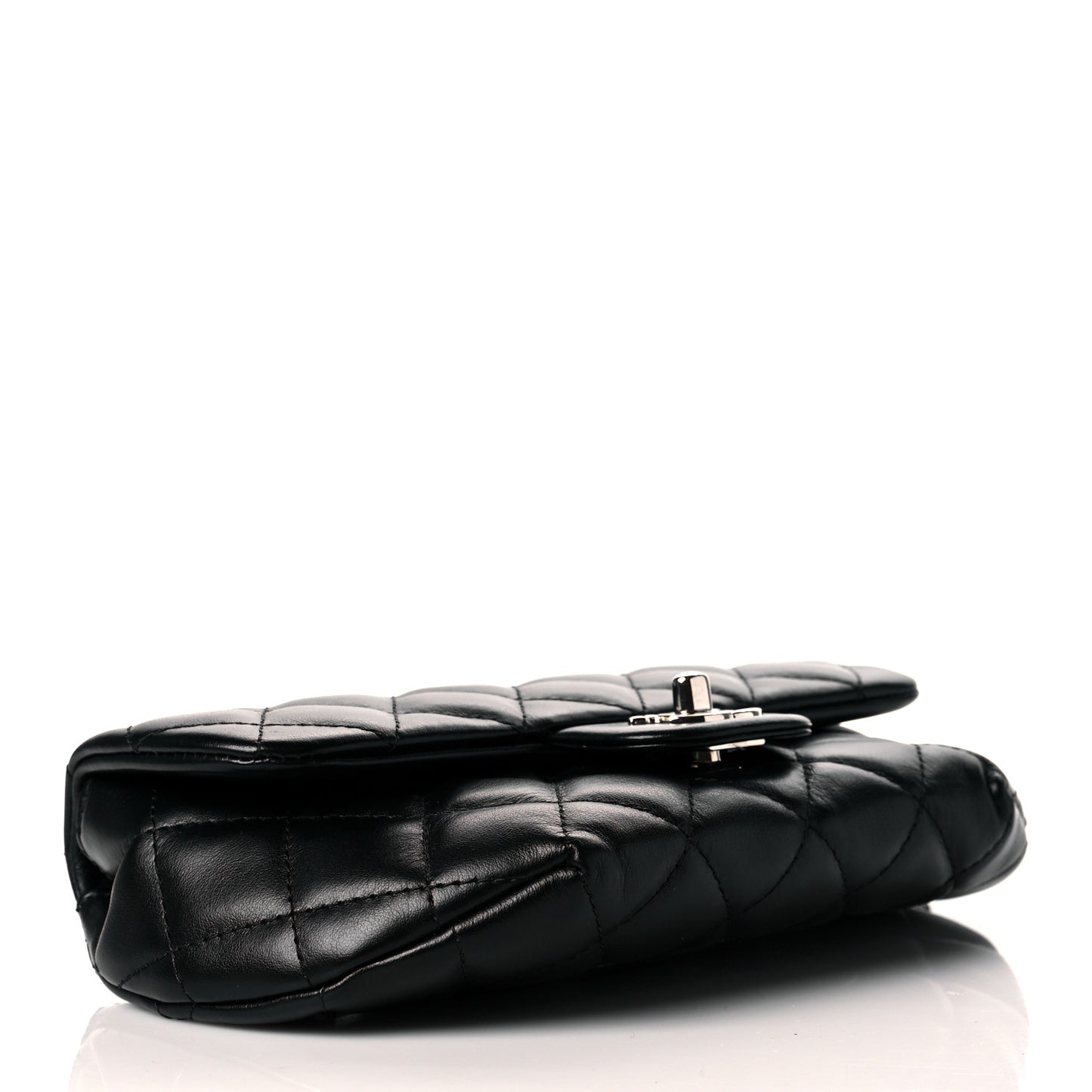 Calfskin Quilted CC Uniform Flap Belt Bag Black