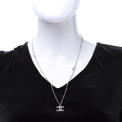 Chanel Crystal CC Necklace Silver 2 of 7