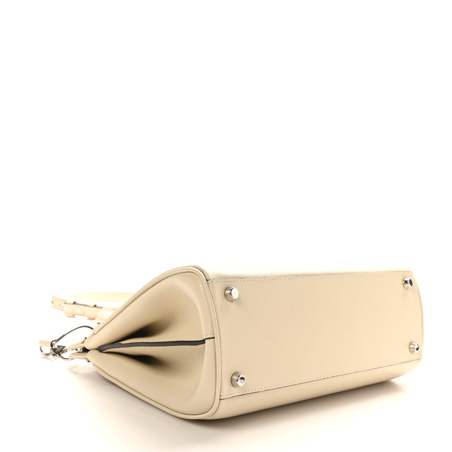 Grainy Calfskin Small Zumi Top Handle Bag Mystic White