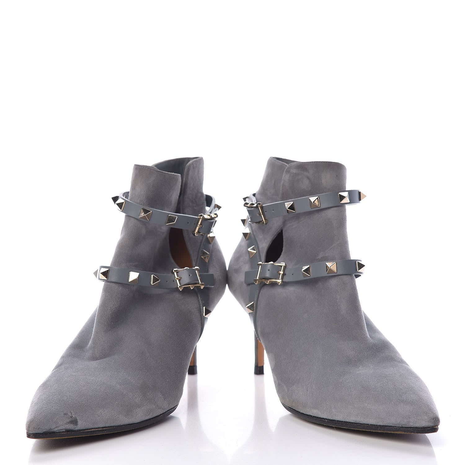 Valentino Garavani Suede Rockstud Double Buckle 65mm Ankle Boots 41 Light Stone 6 of 19