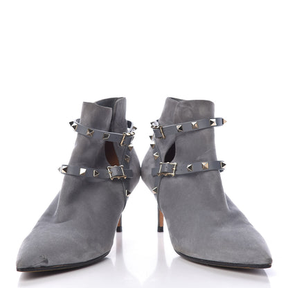 Valentino Garavani Suede Rockstud Double Buckle 65mm Ankle Boots 41 Light Stone 6 of 19