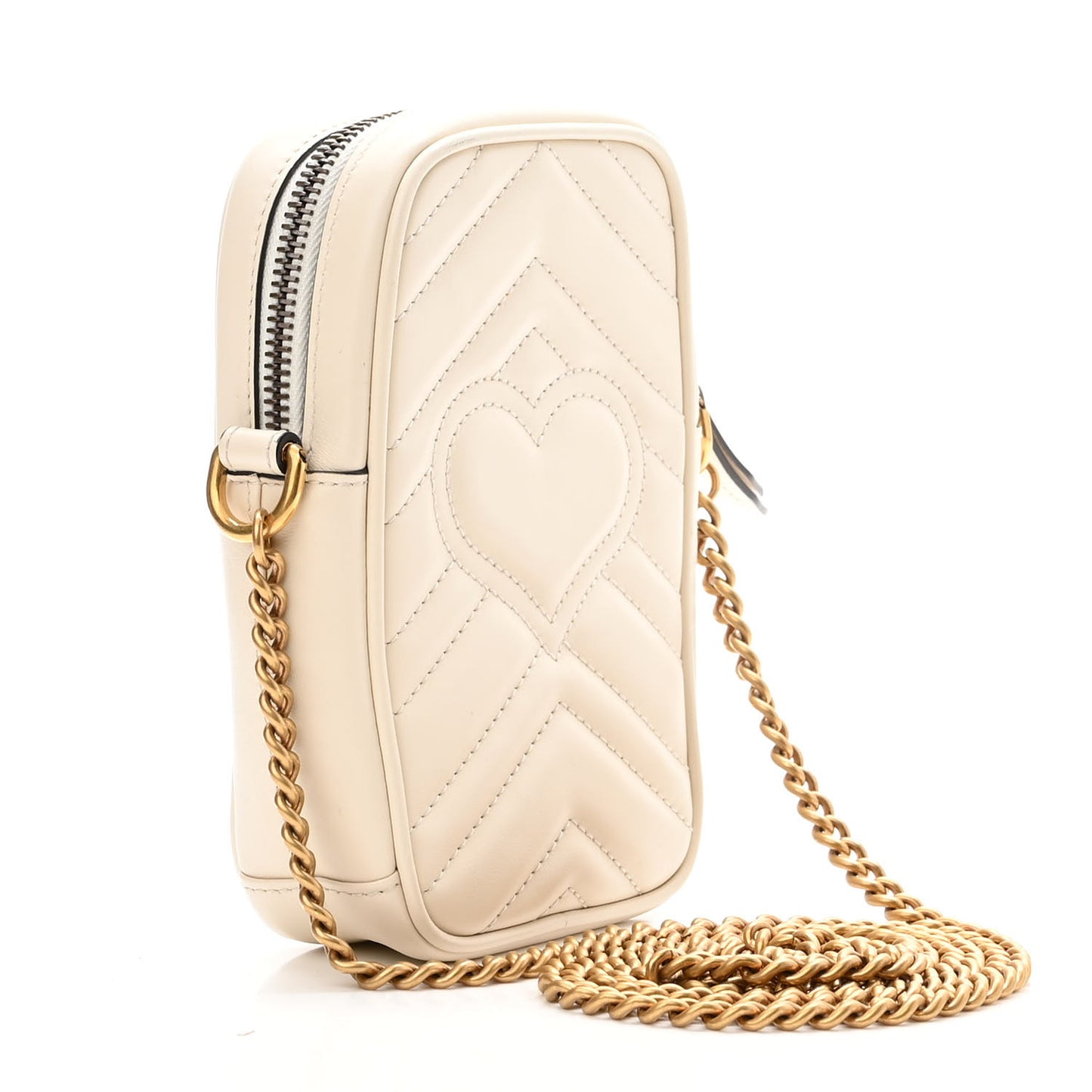 Calfskin Matelasse Mini GG Marmont Crossbody Bag White