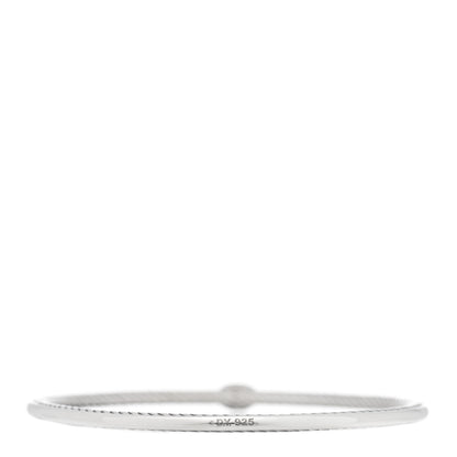 David Yurman Sterling Silver Diamond 3mm Oval Cable Bangle Bracelet 2 of 3
