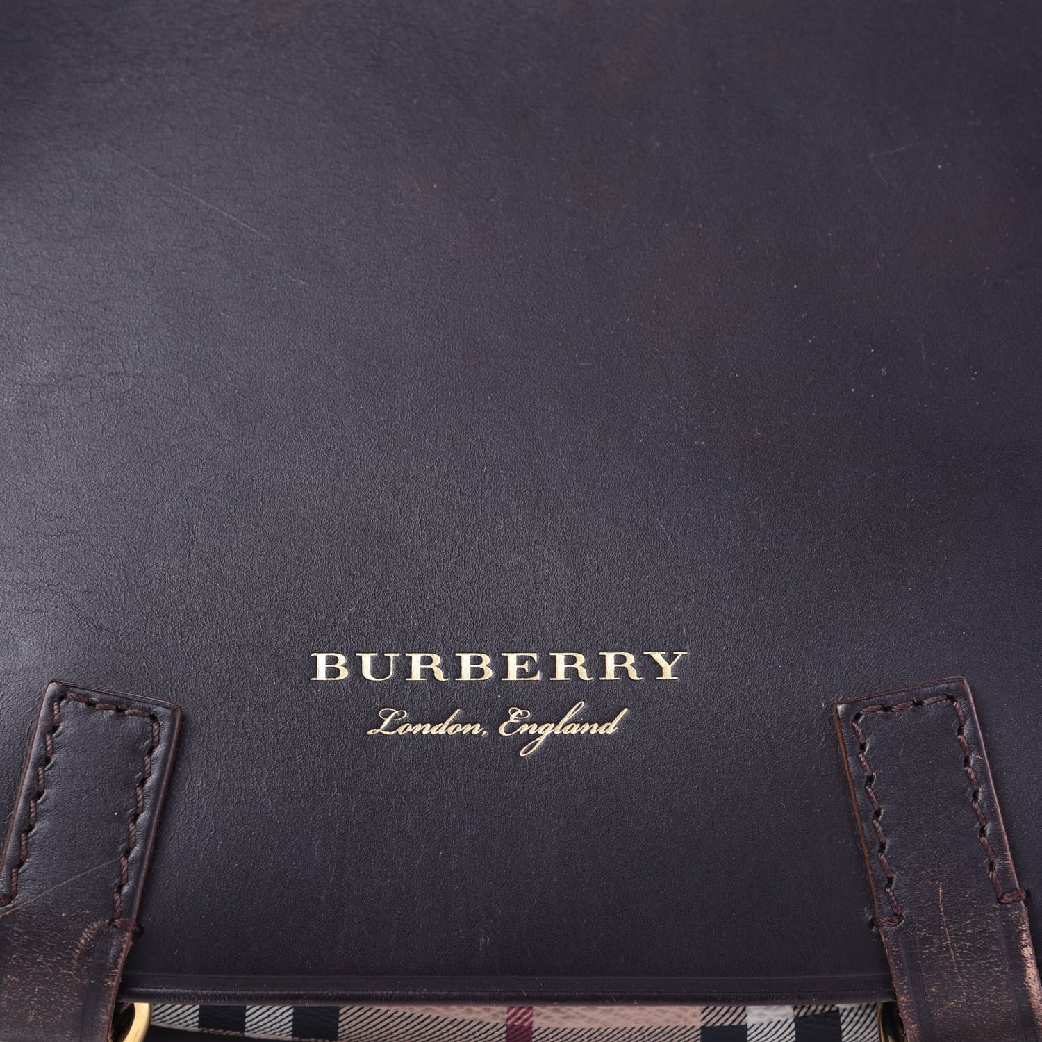 Burberry Haymarket Check Large Bridle Saddle Bag Dark Clove Brown 9 of 10