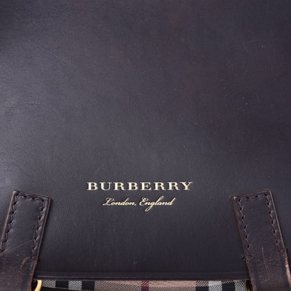 Burberry Haymarket Check Large Bridle Saddle Bag Dark Clove Brown 9 of 10