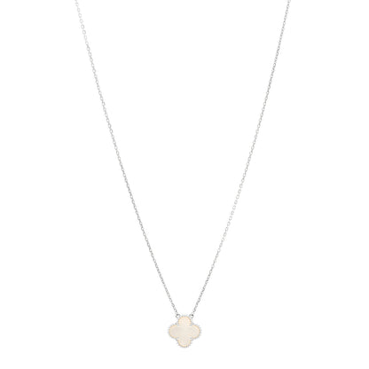Van Cleef & Arpels 18K White Gold Mother of Pearl Vintage Alhambra Pendant Necklace 1 of 6