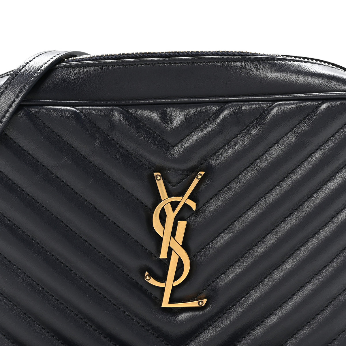 Saint Laurent Calfskin Matelasse Monogram Lou Camera Bag Navy 8 of 11