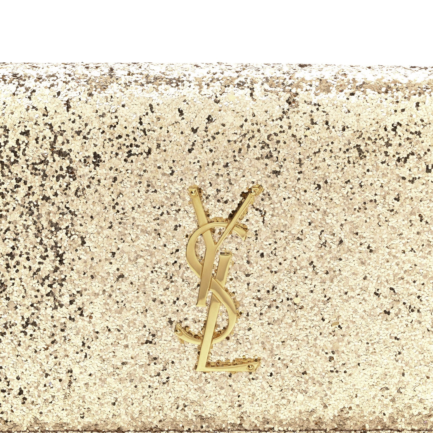 Glitter Classic Kate Monogram Clutch Gold